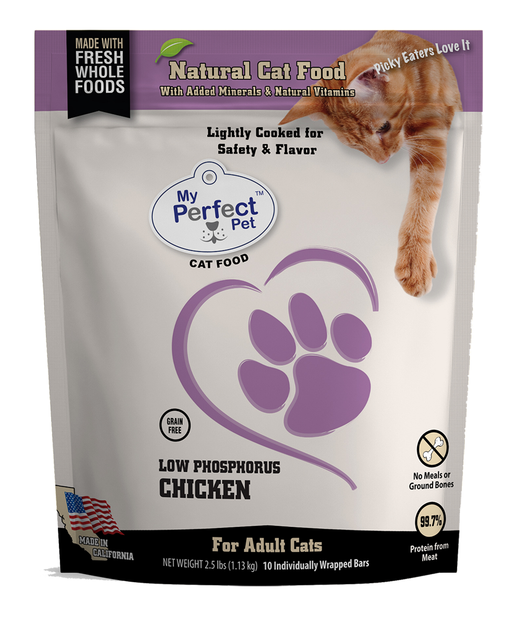 My Perfect Pet Cat Frozen Raw Low Phosphorus Chicken 2 5 Excel Pet Pantry