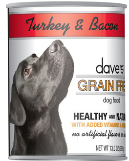 Dave's Grain Free Canned Dog Food, Turkey & Bacon, 13 oz.