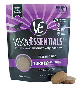 Vital Essentials Freeze Dried Mini Patties, Turkey, 14 oz.