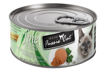 Fussie Cat Fine Dining Mousse, Oceanfish with Pumpkin,2.47 oz.