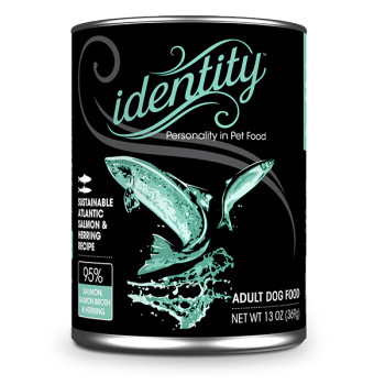 Identity 95% Sustainable Atlantic Salmon, Salmon Broth & Herring Pâté Wet Dog Food, 13 oz.
