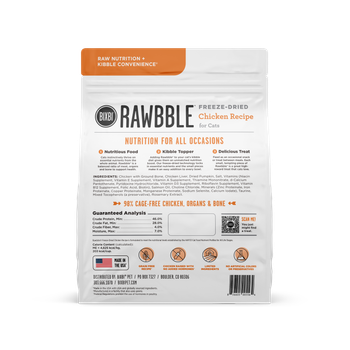 Rawbble Freeze Dried Cat Food,  Chicken (Choose Size)