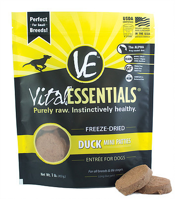 Vital Essentials Freeze Dried Mini Patties, Duck, 14. oz.