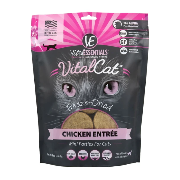 Vital Essentials Freeze Dried Cat Mini Patties, Chicken, 8 oz.