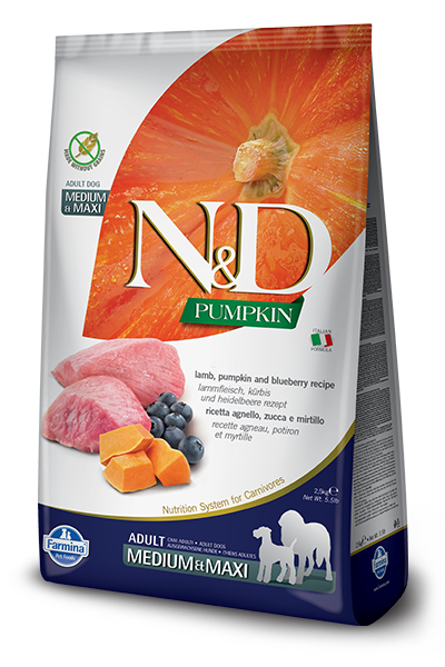 Farmina N&D  Lamb, Pumpkin & Blueberry Dog Food, Med/Maxi Size, 26.4 lb.