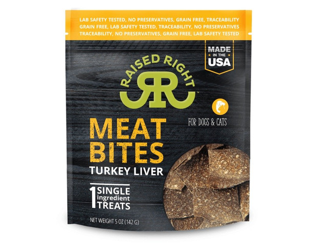 Raised Right Meat Bites, Turkey Liver, 5 oz.