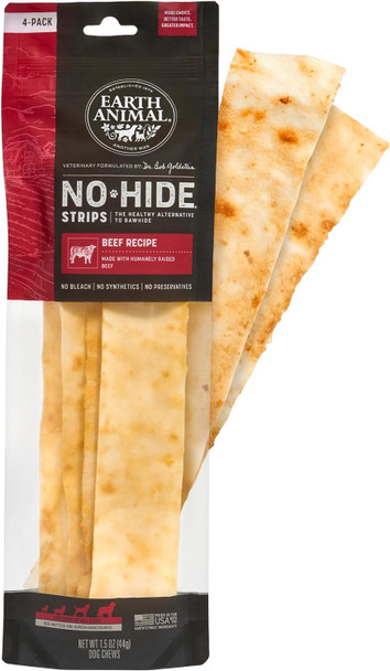Earth Animal No-Hide Beef Strips (4 pack)