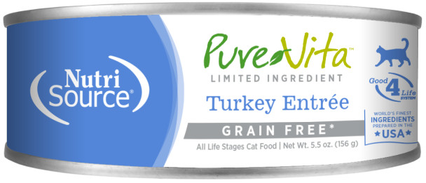 PureVita GF Turkey & Turkey Liver Cat Food, 5.5 oz. (case of 12)