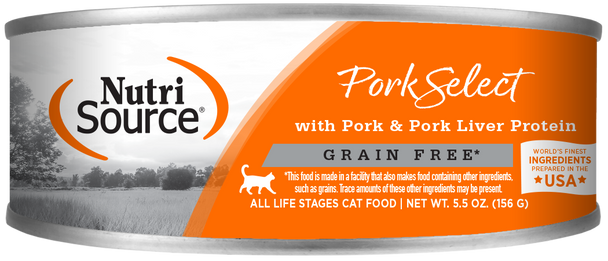 Nutrisource Cat GF Pork Select, 5.5 oz. (case of 12)