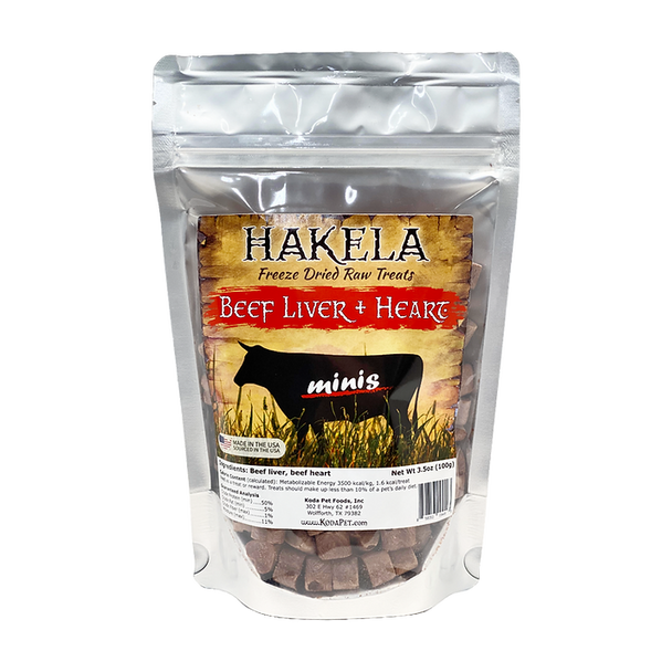 Hakela Beef Liver & Heart Minis, 3.5 oz.