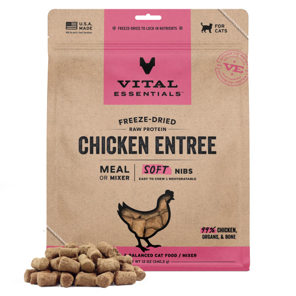  Vital Essentials Soft Nibs for Cats, Chicken, 12 oz.