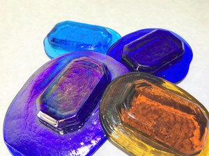Faceted Art Glass Pressed Jewel Shown in Assorted Colors Faceted Art Glass Pressed Jewel Shown in Assorted Colors