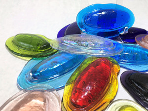 Oval Art Glass Pressed Jewel Shown in Assorted Colors Oval Art Glass Pressed Jewel Shown in Assorted Colors