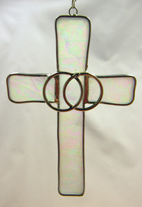 Cross with Double Rings Art Glass Suncatcher Cross with Double Rings Art Glass Suncatcher