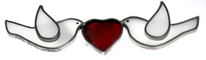 Pair of Doves with Heart art glass suncatcher Pair of Doves with Heart art glass suncatcher