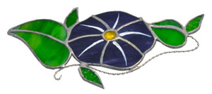 Purple Morning Glory with Green Leaves Art Glass Suncatcher Purple Morning Glory with Green Leaves Art Glass Suncatcher