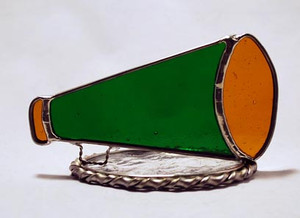 Cheerleader Art Glass Megaphone Suncatcher on Base Cheerleader Art Glass Megaphone Suncatcher on Base