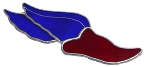 Track Log Shoe with Wings art glass suncatcher Track Log Shoe with Wings art glass suncatcher