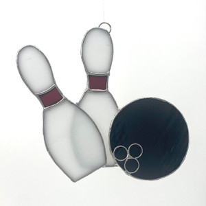 Two Bowling Pins with Ball Suncatcher - 4546 Two Bowling Pins with Ball Suncatcher - 4546