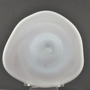 Blown Rondels - Frit - 4" White with Light Green Swirl on Reverse (Pontil Side Shown)