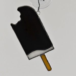 Fudgesicle Fudge Pop Suncatcher - In Brown, White, and Tan - by KOG Kokomo Opalescent Glass