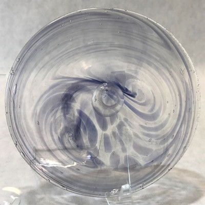 Blown Rondels - Frit - 4" Clear with Purple Swirl