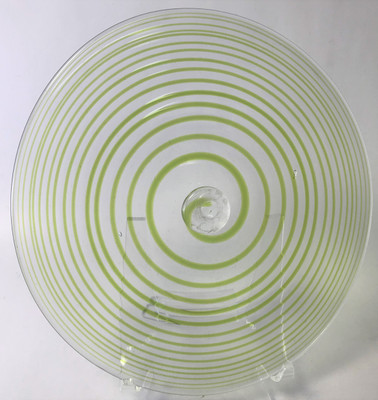 Blown Rondels - Hot Wrap - 6" Clear with Green Wrap