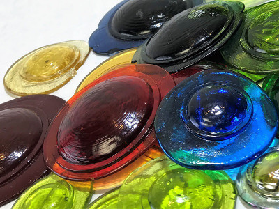 Dot Art Glass Pressed Jewel Shown in Assorted Colors