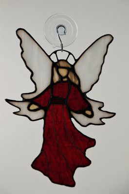 Large Textured Angel Art Glass Suncatcher