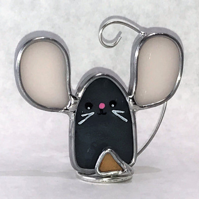 Standing Mouse with Piece of Cheese in Gray and Pink