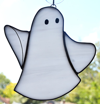 Ghost art glass Halloween suncatcher