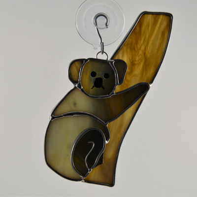 Koala art class suncatcher in broen, gray and white