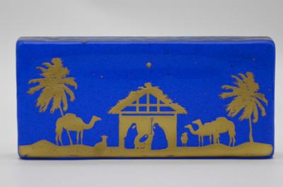 Christmas Nativity Brick - Blue with Gold