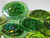 Turtleback Art Glass Pressed Jewel Shown in Assorted Greens