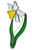 Daffodil art glass suncatcher, white and yellow flower with green leaves Daffodil art glass suncatcher, white and yellow flower with green leaves