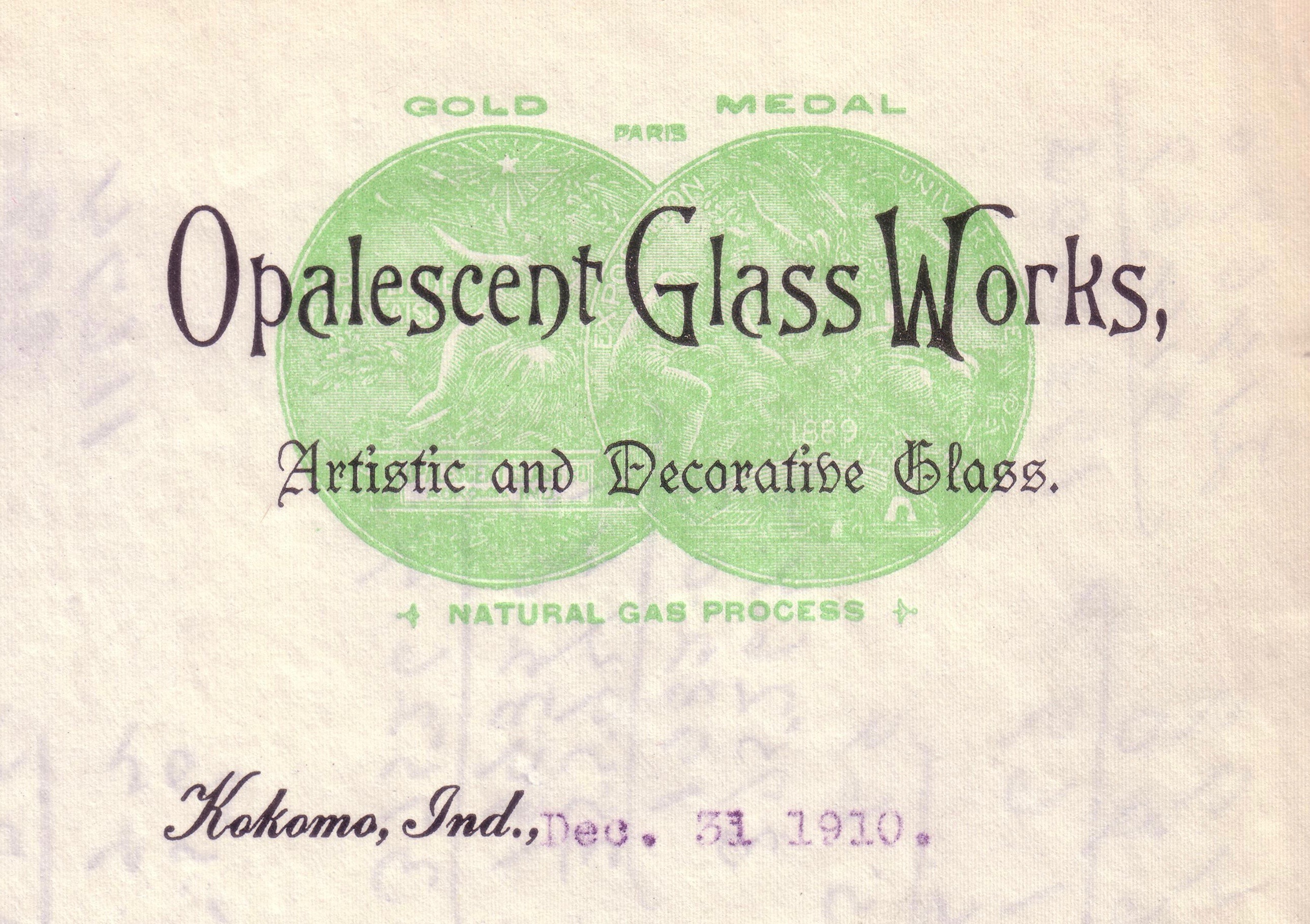 original logo of Opalescent Glass Works