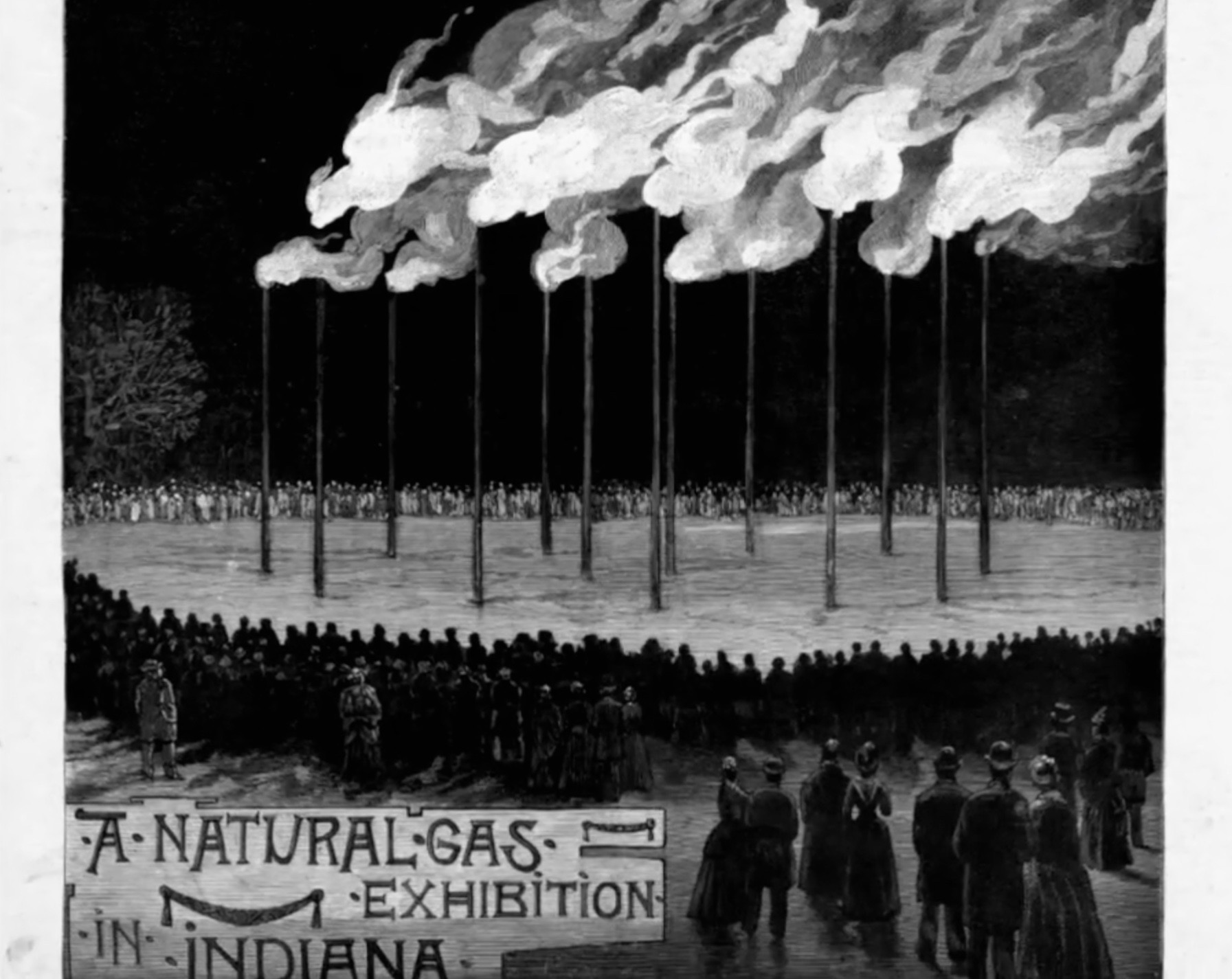 vintage illustration of a natural gas exhibition in Indiana