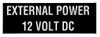 External Power 12V DC Placard