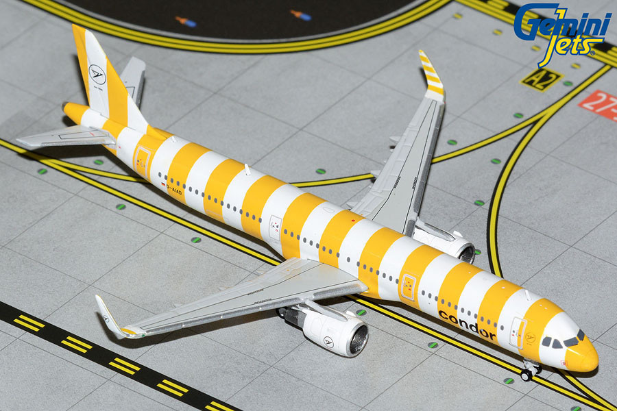GeminiJets Condor A321 1/400 Reg# D-AIAD Yellow Stripes - Pilot