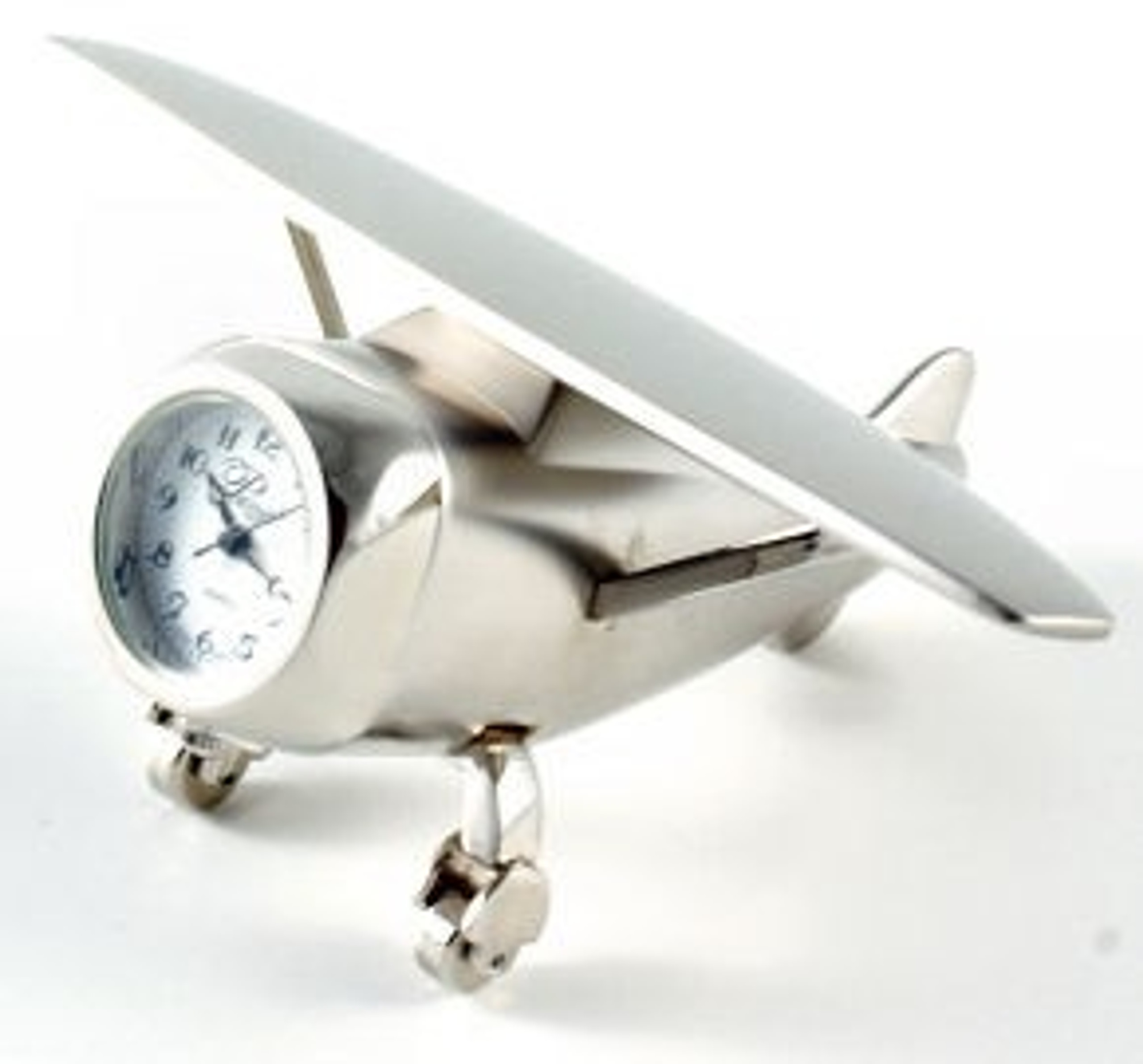 Silver HiWing Airplane Clock