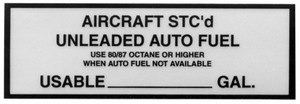 Aircraft STC'D Placard