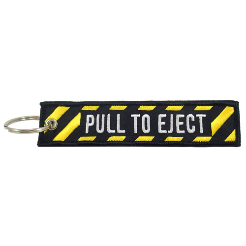 Pull to Eject Embroidered Keychain