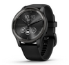 Garmin Vivomove Trend Hybrid Smartwatch - Slate Stainless Steel Bezel with Black Case and Silicone Band