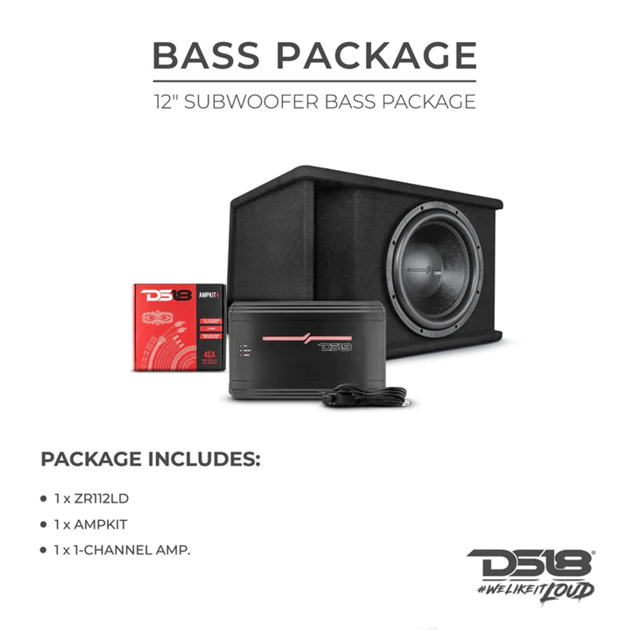 DS18 ZR112LDPKG Bass Package 12" Subwoofer In a Ported Box With