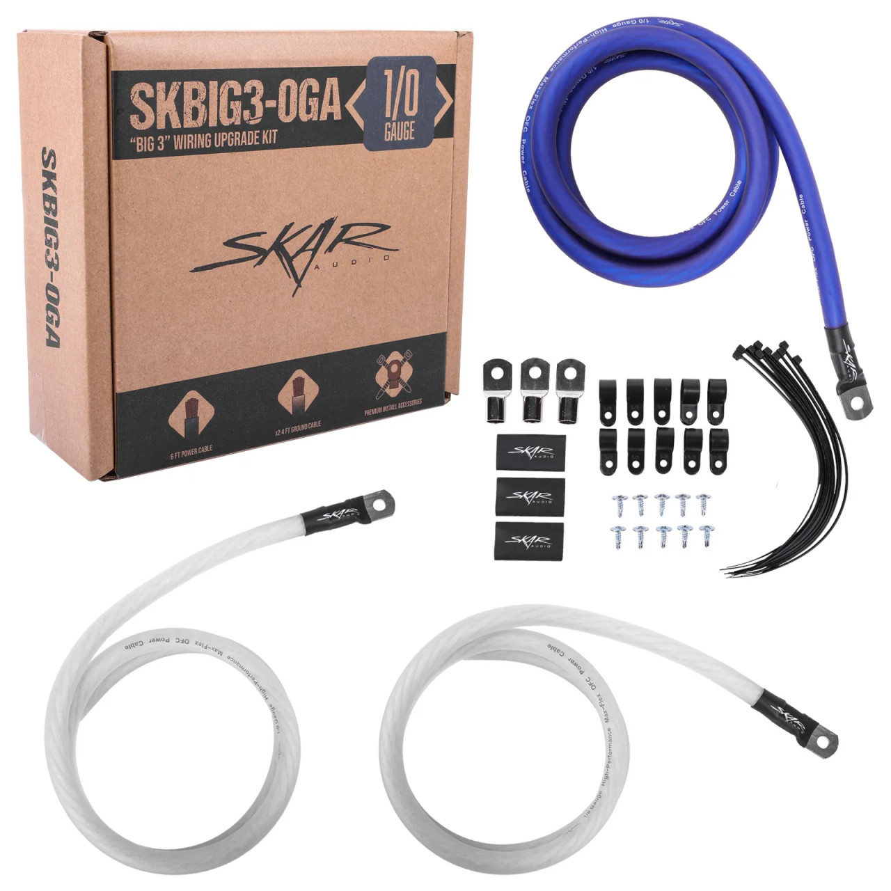 Skar Audio 4 Gauge OFC Big 3 Wiring Upgrade Kit - SKBIG3-4GA, Improves Electrical Performance 11 thumbnail image