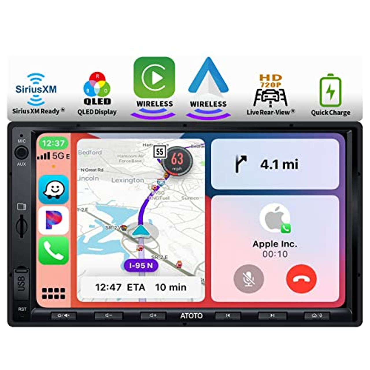 7QLED Android Auto CarPlay Double Din Car Stereo Head Unit GPS Navigation  Radio