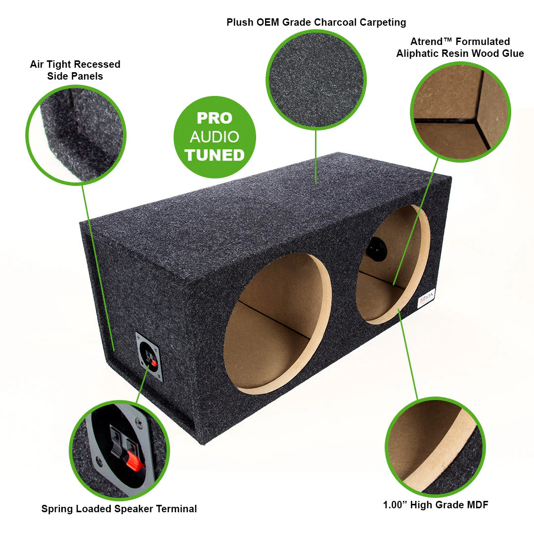 ATREND E12D Bbox デュアルウーファー用ボックス 12インチ用 Atrend E12D Pro-Series 12” Dual Sealed Subwoofer Enclosure - Singh