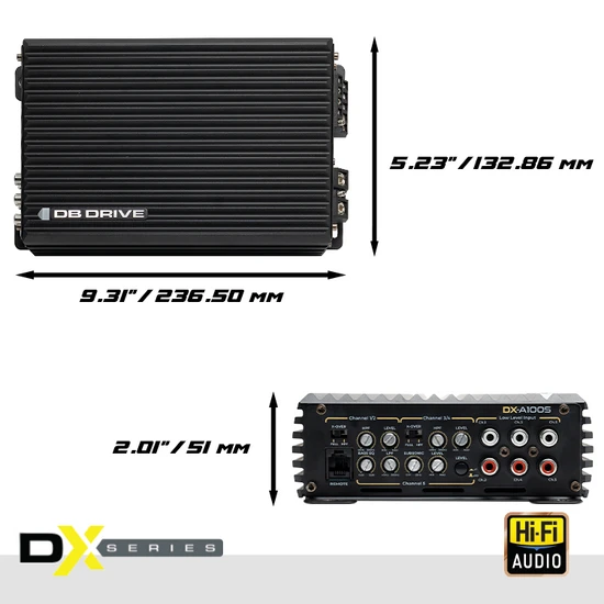 DB Drive DX-A1005 DX Series Class D 5-Channel Car Amplifier - 90W RMS x ...