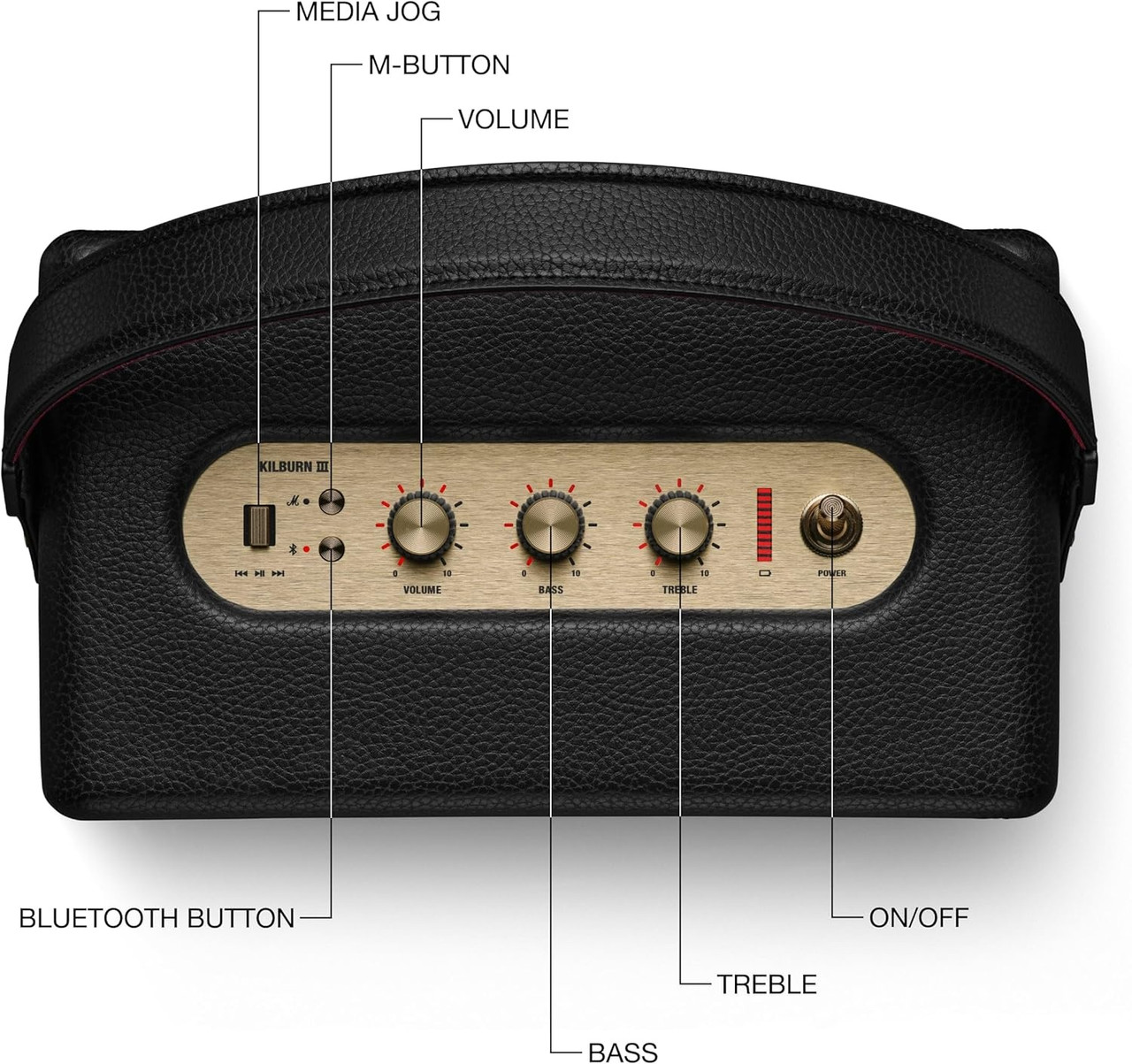 Marshall Kilburn III Portable Bluetooth Speaker - Black & Brass