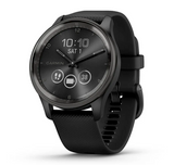 Garmin Vivomove Trend Hybrid Smartwatch - Slate Stainless Steel Bezel with Black Case and Silicone Band